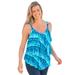 Plus Size Women's Longer-Length Tiered-Ruffle Tankini Top by Swim 365 in Bias Tie Dye Stripe (Size 34)