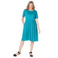 Plus Size Women's Empire Waist Tee Dress by Woman Within in Pretty Turquoise (Size 14/16)