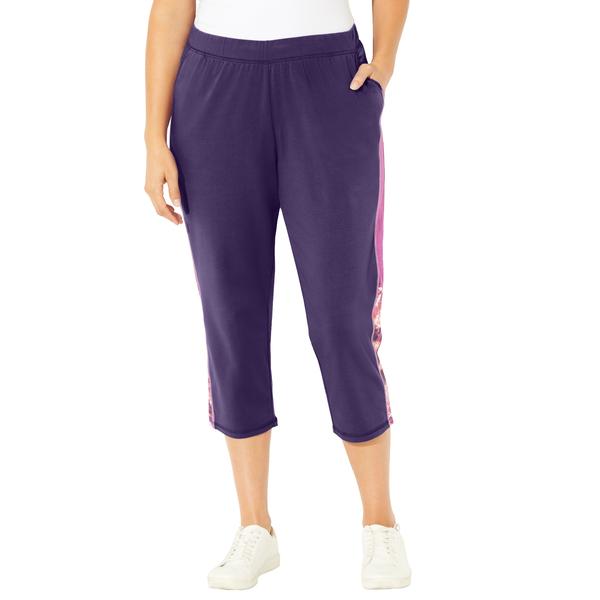 plus-size-womens-colorblock-french-terry-capri-by-catherines-in-deep-grape-textured-leaves--size-4x-/
