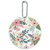 Flowers in a French Garden Round Luggage ID Tag Card Suitcase Carry-On