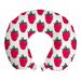 Fruit Travel Pillow Neck Rest, Repetitive Raspberries Arranged on a Plain Background Organic Foods, Memory Foam Traveling Accessory Airplane and Car, 12", Dark Pink Forest Green, by Ambesonne