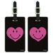 Smiley Smile Happy Pink Heart Love Romantic Face Luggage ID Tags Suitcase Carry-On Cards - Set of 2