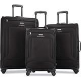 American Tourister Pop Max Softside Luggage with Spinner Wheels, Black, 3-Piece Set (21/25/29)