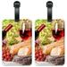 Red Wine & Bread - Luggage ID Tags / Suitcase Identification Cards - Set of 2