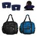 2-pc 16" Personal Item Underseat Duffel bag for Allegiant Airlines + Bonus (Black & Royal Blue)