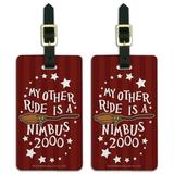 Harry Potter My Other Ride Is a Nimbus 2000 Luggage ID Tags Suitcase Carry-On Cards - Set of 2