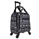 World Traveler 815501-227-B 18 in. Prints Spinner Carry-On Luggage, Black White Elephant