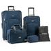 Elite Luggage Whitfield 5-Piece Softside Lightweight Rolling Luggage Set, Navy