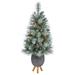 The Holiday Aisle® 3' 6" H Green Pine Frosted Christmas Tree w/ 50 LED Lights & Pinecones, Metal in Green/White | 42 H x 20 W in | Wayfair