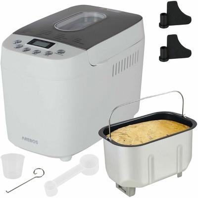 Arebos - Brotbackautomat 1500g mit 15 Programmen 2 Knethaken Timer lcd Display 3 Bräunungsgrade und Image