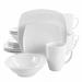 Elama Bishop 16 Piece Soft Square Porcelain Dinnerware Set in White - n/a