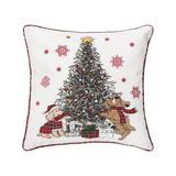 Festive Dogs Around Tree 18" x 18" Embellished Throw Pillow