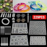 229pcs Silicone Resin Molds Kit TSV Silicone Epoxy Casting Molds Tools Set for DIY Jewelry Craft Making Necklace Earring Diamonds Bear Epoxy Resin Making Kit for Resin Casting Beginner