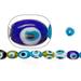 Glass Beads Mix Color Evil Eye Amulet Design 12.5x16mm Oval. Sold per pkg of 36cm String