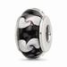 Fancy Bead White Sterling Silver Glass 13.64 mm 7.27 Reflections Black White Hand-Blown Bead