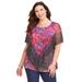 Plus Size Women's Poncho Duet Blouse by Catherines in Red Paisley Border (Size 0X)