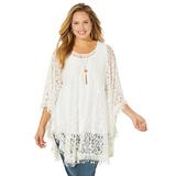 Plus Size Women's AnyWear Stretch Lace Poncho by Catherines in White (Size 0X/1X)