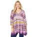 Plus Size Women's Good Vibes Crochet Tunic by Catherines in Purple Festive Ikat (Size 1X)