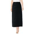 Plus Size Women's True Fit Stretch Denim Midi Skirt by Jessica London in Black (Size 34 W)