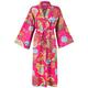 India rose 100% Cotton Dressing Gowns, Kimono Bathrobes, Unisex Lightweight Hand Printed, Organically Grown, Ethically Made. One Size: Fits UK 10-18 / EU 38-46 (Pink Tropical Print)