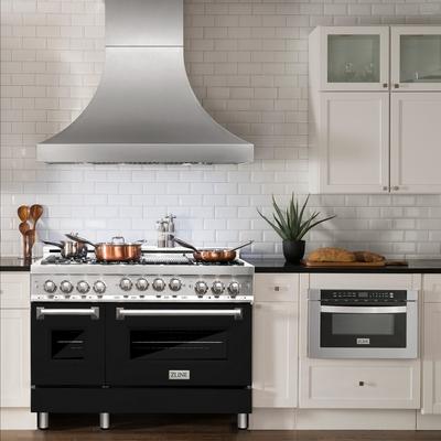 "ZLINE 48"" 6.0 cu. ft. Range with Gas Stove and Gas Oven in Stainless Steel and Black Matte Door (RG-BLM-48) - ZLINE Kitchen and Bath RG-BLM-48"