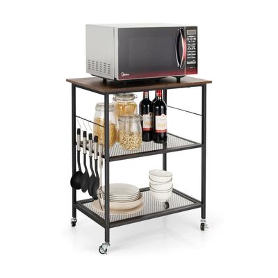 Gymax 3-Tier Kitchen Serving Cart Utility Standing Microwave Rack w/ - See Details