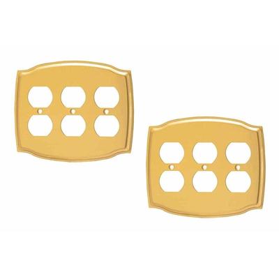 2 Switchplate Bright Solid Brass Triple Outlet | Renovator's Supply