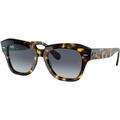 Ray-Ban RB2186 State Street Sunglasses Light Blue Gradient Grey Lenses Yellow Havana 52 RB2186-133286-52