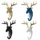 Kepfire Deer Head Modern Wall Decoration Resin Animal Hook Creative Gift Home Living Room Bedroom Jewelry Display Key Scarf Bag Coat Holder Rack (White, Gold, Blue, Black)