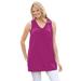 Plus Size Women's Perfect Sleeveless Shirred V-Neck Tunic by Woman Within in Raspberry (Size 3X)