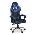 Relaxdays Gaming Stuhl, Racing Look, drehbar, höhenverstellbar, Kopf-& Lendenkissen, HxBxT: 133x68x60 cm, schwarz-blau
