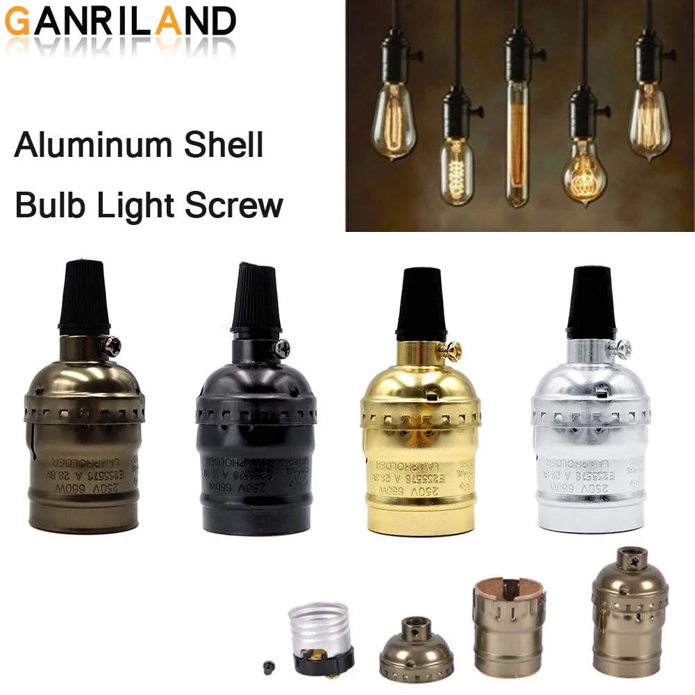 Base de lampe Vintage en aluminium, E27 110V/220V, support de lampe, lampe suspendue avec interrupteur/sans interrupteur, douille à vis, 4 couleurs, lampes de chambre à coucher