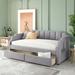 Twin Size Upholstered daybed with Drawers, Wood Slat Support