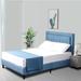 Red Barrel Studio® Shannara 42.3" Steel Platform Bed Upholstered/Linen in Blue | 42.3 H x 72 W x 87.4 D in | Wayfair