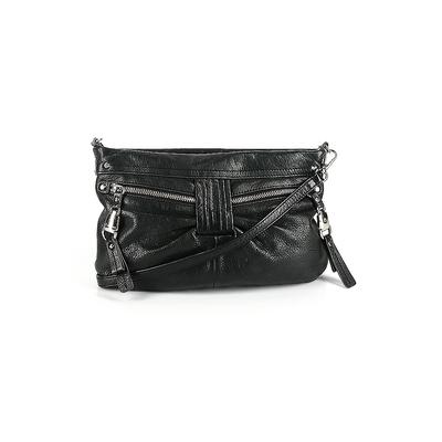 B Makowsky Leather Crossbody Bag: Black Solid Bags