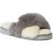 Dearfoams Womens Slide Slippers Faux Fur Cushioned Footbed - Natural