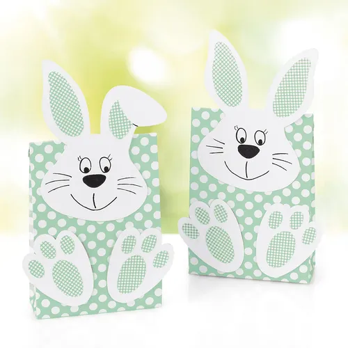 buttinette Bastel-Set Geschenktüten Hase, mint, 5 Tüten