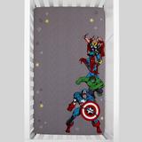 Disney: Marvel Captain America Hulk Spiderman & Thor Photo Op Fitted Crib Sheet in Gray | 28 W x 8 D in | Wayfair 8338003P