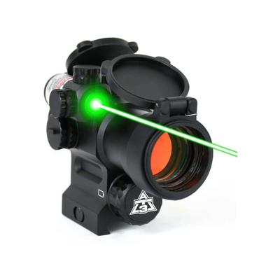 AT3 Tactical LEOS Red Dot Sight with Integrated Laser Sight & Riser Green Laser AT3-LEOS-GRN