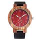 OIFMKC Wooden Watch Luminous Pointer Zebrawood Watch for Men Quartz Wristwatch Genuine Leather Mens Watches Seconds Small Dial,Zebra Wood red dial
