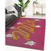 Pink;ivory;orange Rectangle 5' x 7' Area Rug - Kaeron Dragon on Fushia Area Rug By Bungalow Rose 60.0 x 0.08 in orange/pink/whitePolyester | Wayfair