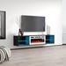 Orren Ellis Seroka Wall Mounted TV Stand for TVs up to 88" Electric Fireplace Included Wood in White/Black | Wayfair