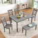 Gracie Oaks 6-Piece Wooden Kitchen Table Set, Farmhouse Rustic Dining Table Set w/ Cross Back 4 Chairs & Bench, Antique wash Wood in Gray | Wayfair