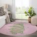 Pink/Green Round 5' Area Rug - DRAGON ON PINK Area Rug By Bungalow Rose 60.0 x 0.08 in green/pink/redPolyester | Wayfair