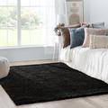 White 47 x 36 x 1.8 in Area Rug - Well Woven Emerson Modern Solid Black Textured Shag Rug Polypropylene | 47 H x 36 W x 1.8 D in | Wayfair ELL-13-3