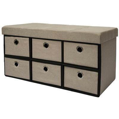 Dunedesign - Faltbare Sitzbank 76x38x38cm mit 6 Schubladen Sitztruhe 80L Polsterbank Ottomane