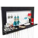 Jewelry Manager Wall Mounted Jewelry Stand Shelf with 16 Hooks