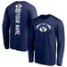 Men's Fanatics Branded Navy BYU Cougars Playmaker Football Personalized Name & Number Long Sleeve T-Shirt