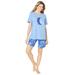Plus Size Women's Knit PJ Short Set by Dreams & Co. in French Blue Tie Dye Moon (Size M) Pajamas
