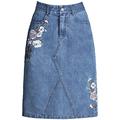 JJDSL Denim Skirt - Embroidery High Waist Long Plus Size Denim Skirts,Fashion Elegant Buttons Pockets Women A-Line Pencil Skirt, For Casual And Formal Events,Blue,4Xl